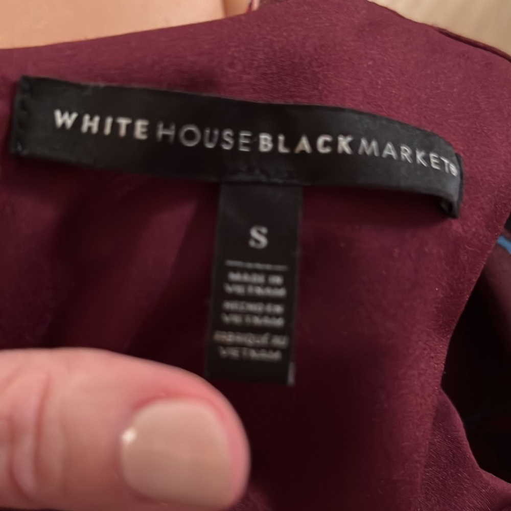 WHBM top, deep burgundy with floral - Picture 4 of 5
